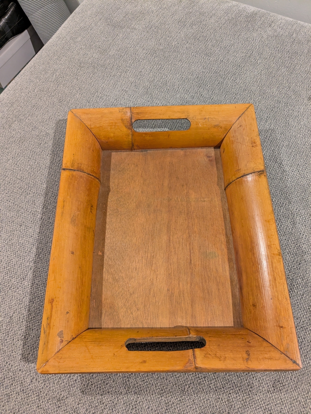 Natural Wood Vanity Tray in Warm Brown